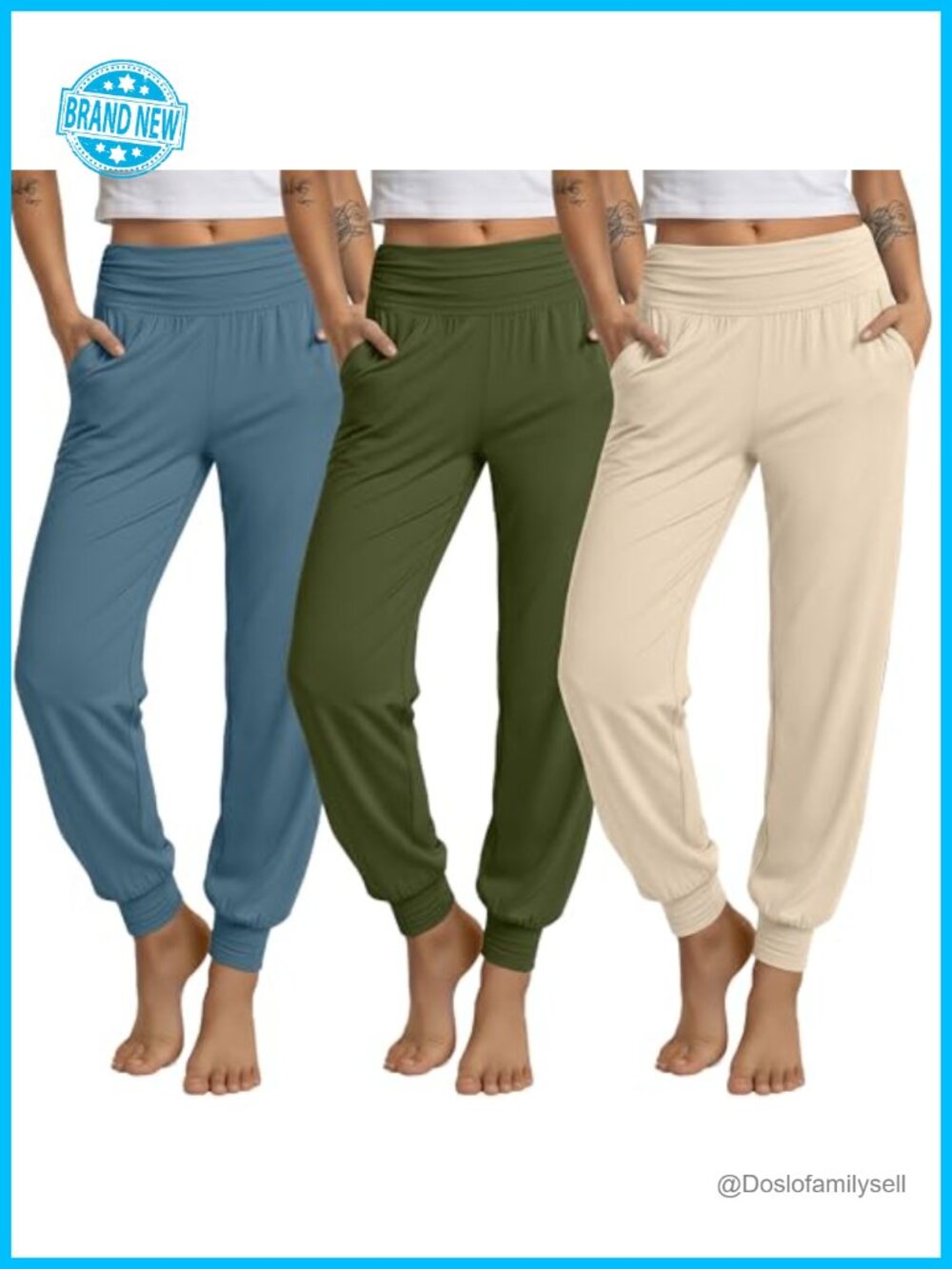 3 Pack Women's Joggers High Waist Yoga Pants with Pockets Stretch